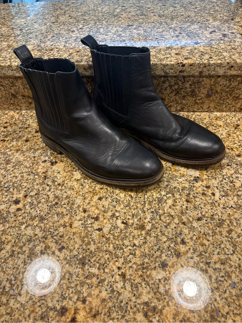 All Saints Allsaints Men’s Black Leather Low Chelsea Boots - Size 43 US 10